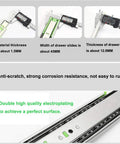 22 Inch Full Extension Ball Bearing Side Mount Soft Close Drawer Slides with dimensions and corrosion resistance feature