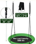 24 Inch Saucer Tree Swing Set For Kids And Adults, Adjustable Backyard Or Outdoor Playground Swing, Green And Black, 1 Pack