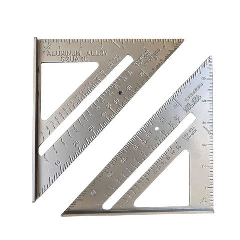 Aluminum Rafter Square 7 Inch With Double Sided Engraved Scales For Precise Carpentry And Woodworking, Roof Pitch And Angle Marking