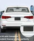 Rear License Plate Bracket Holder For Audi 2002 To 2024 A3 A4 A5 A6 A8 S3 S4 S5 S6 RS RS3 RS4 RS5 RS6 S8 Q3 Q5 Q7 Q8 SQ5 No Drill Mounting Kit Bumper Frame shown installed on car