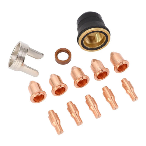 Sturdy 13Pc Plasma Cutting Consumables Kit Perfect Fit For Harbor Freight 45A components including nozzles and brackets.