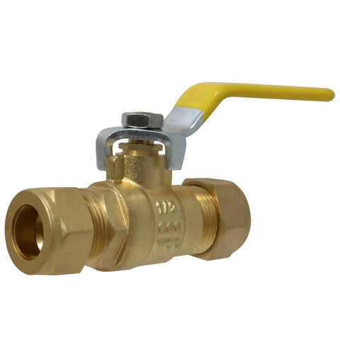 Half Inch Compression Ball Valve Set, Durable Brass Body, Two Piece Set, Quick Shutoff For Plumbing Lines, Leak Resistant Seal