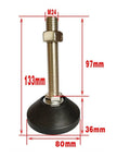 Heavy Duty Adjustable Leveling Feet With Premium Rubber Boots Rock Solid Carbon Steel Machine Legs To Kill The Shake Quick Threaded Base Stabilizers, 133mm tall.