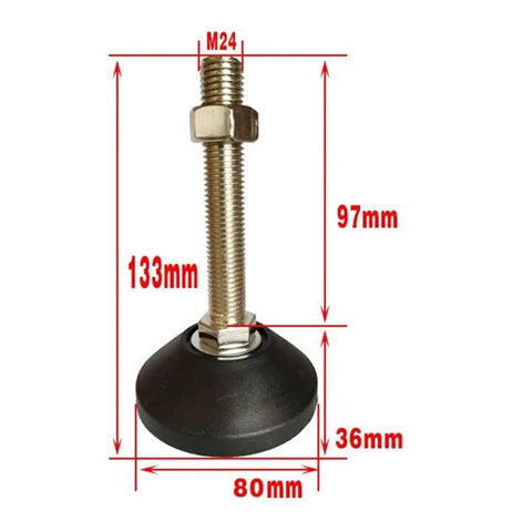 Heavy Duty Adjustable Leveling Feet With Premium Rubber Boots Rock Solid Carbon Steel Machine Legs To Kill The Shake Quick Threaded Base Stabilizers, 133mm tall.