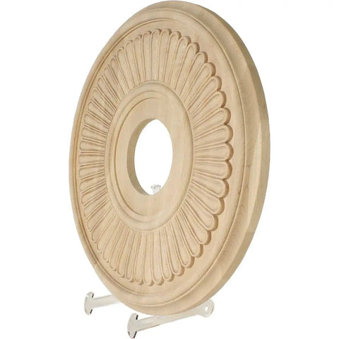 Carved Berkshire Ceiling Medallion 16 Inch Outside Diameter, Inside Diameter Three And Seven Eighths Inches, Projection One Eighth Inch