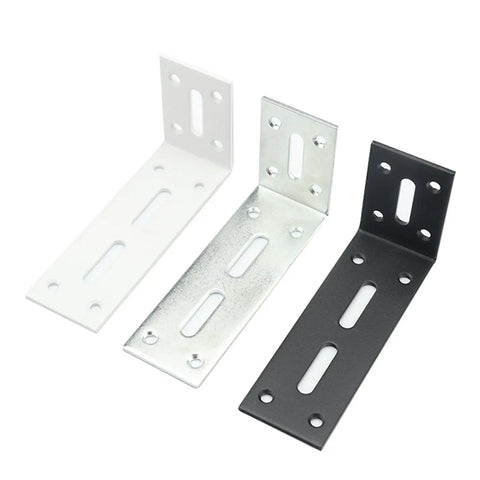 Heavy Duty L Bracket Shelf Mount In Cold Rolled Steel Wall Corner Brace in black, white, and metallic finish for various uses