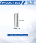 100 Pcs 2mm x 8mm Dowel Pins Set In Bearing Steel Cylindrical Dowel Pins For Shelf Support Pegs And Rod Fasteners With 0.02mm Diameter Tolerance 58 62HRC Hardness Silver Tone Durable Metal Shelf Pins