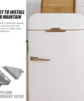Heavy Duty Stainless Steel Refrigerator Door Hinges 28mm Pivot Distance Two Pack Freezer Door Replacement Parts for Commercial And Home Use Thickened Chest Freezer Hinges Pro Grade Repair Kit Durable And Easy To Install shown with white fridge