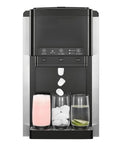 Effortless Countertop Water Dispenser And Rapid Ice Maker Cranking Out 35 Pounds Daily With Fresh Ice Cubes And Crushed Cut For Cold Water On Tap, showcasing three drinks.