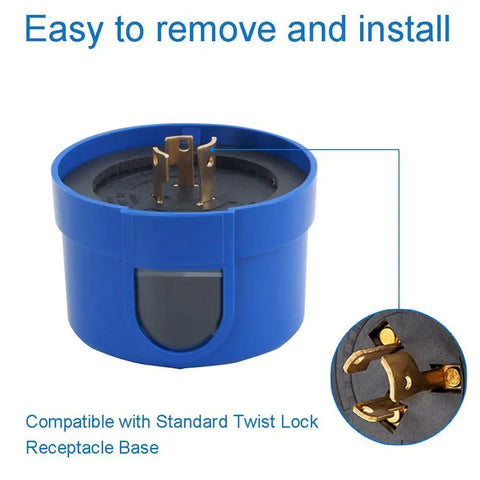 One Pack Photocell For Outdoor Lighting Auto On Off Sensor Dusk To Dawn 110 To 277 VAC close-up of blue twist-lock base