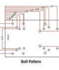 Bolt pattern diagram for Seat Air Suspension Base For Universal Tractors And Equipment With 4 Inch Stroke And 12 Volt Operation.