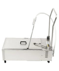 Heavy Duty 55L Mobile Fryer Filter Cart, Stainless Steel Oil Filtration System With Wheel Chassis from side view.