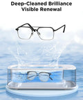Ultrasonic Jewelry Cleaner Machine With 48KHz Tech Dual Cleaning Modes 350ML tank cleaning eyeglasses in water.