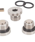 Magnetic Stainless Steel Drain Plug Kit 5 Piece For Polaris UTVs with gasket, tools, and plugs displayed on white background