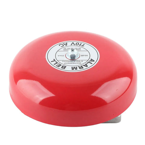 Beefy 95dB Electric Fire Alarm Bell CB-6B Ringing Bell 150mm 5.9in for School Home Factory 110V AC with Aluminum Base