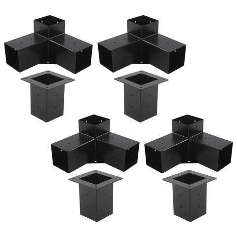 Super Sturdy Steel Bracket Kit For DIY Elevated Wood Stands Featuring Rustproof Coating Eight Piece Hardware Set for outdoor projects.