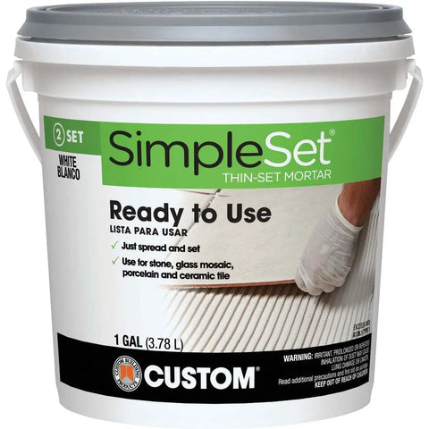 One Gallon White Pre Mixed Tile And Stone Thin Set Mortar For DIY Friendly Tile Installations on container
