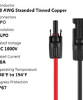 Y Branch Solar Connector Parallel Adapter With 10 AWG Cable For Solar Panels 30A At 1000V DC IP67 Outdoor Rated Red And Black Leads