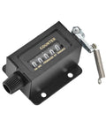 5 Digit Mechanical Tally Counter With Resettable Manual Pull Stroke 0 To 99999 Glass Mirror Surface visible on black counter