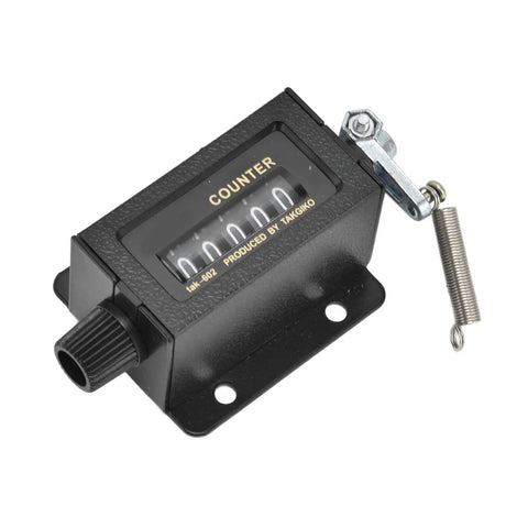 5 Digit Mechanical Tally Counter With Resettable Manual Pull Stroke 0 To 99999 Glass Mirror Surface visible on black counter