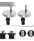 2 Pack Toilet Seat Hinges Top Fix Kit With Quick Release Screws, stainless steel, Type A design, shown in close-up view