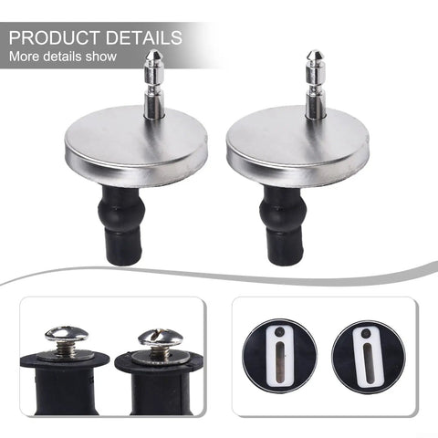 2 Pack Toilet Seat Hinges Top Fix Kit With Quick Release Screws, stainless steel, Type A design, shown in close-up view