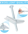 Heavy Duty Toggle Bolts Kit For Drywall 50 Pcs One Eighth Inch Butterfly Anchors With Screws, close-up view with galvanized finish