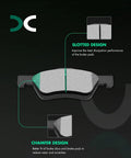 Front Ceramic Brake Pads Kit 4Pc Set for Ford Escape 2005-2012 Mazda Tribute showing slotted and chamfer design.