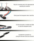 Steps to use Double Wire Plug In Connector With Locking Buckle No Tools Needed Quick Clip Fasteners for Strip Lights DIY Projects