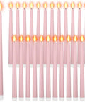 24 Pack Flameless Taper Candles 11 Inch LED Flickering Battery Operated Pink Realistic Candlelight Go To Wedding Table