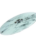 Large Lazy Susan Turntable For Dining Table And Kitchen With Tempered Glass Surface showing design and aluminum center swivel.