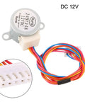 Two Pack 24BYJ48 DC 12V Stepper Motor With Micro Reducer, showing five-wire connector and compact size for DIY projects.