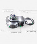 Beefy 304 Stainless Steel V Shaped Pulley For Wire Rope Crane Traction 350 Kg Load Capacity Fixed Wheel Lifting Bearing Single Wheel Pulley Built For Heavy Lifting And Industrial Projects showing components.