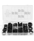 Top Notch Soft Plastic Grommet Kit Featuring 8 Sizes For Pipes Hydraulic Air Gas Lines Plus Pvc Snap Shut Cable Protection Assortment To Keep Your Wires Safe And Sound On Any Serious Job Site Today., black grommet assortment in labeled case, 1/4 to 1 inch
