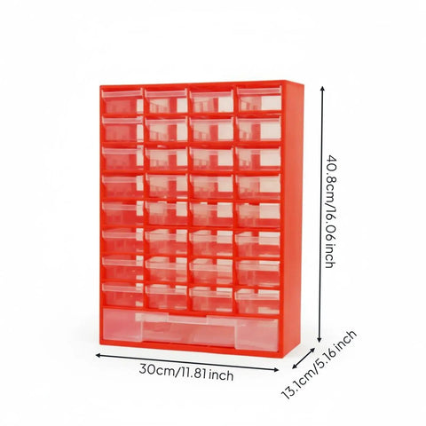 Industrial 33 Drawer Storage Cabinet With Removable Dividers And Transparent Polypropylene Drawers For Workshop Tools And Household Hardware Organization Shop Ready Garage Grade Heavy Duty Tool Chest And Customizable Small Parts Organizer, 30cm wide