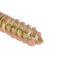 Close-up of Heavy Duty 1/4-20 X 1-1/4 In Zinc Plated Hanger Bolts, showcasing their threaded design for woodworking.