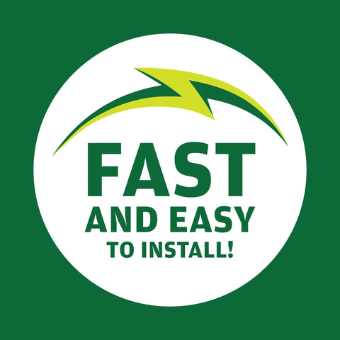 Graphic text 'Fast and Easy to Install' with arrow design for No Dig Landscape Edging Kit One And A Quarter Inch Tall With Anchoring Spikes