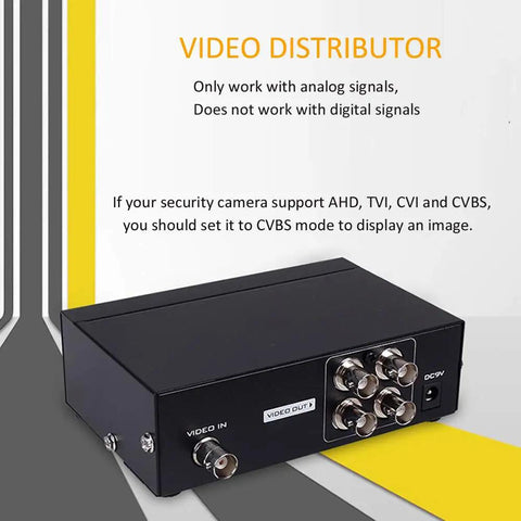 1 Input 4 Output BNC Video Splitter Box Coaxial Distributor Amplifier For Video Monitoring System CCTV Security Camera Setup Delivers Crystal Clear 1080P Signal To Four Displays Simultaneously