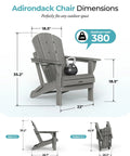 Easy Fold Adirondack Chair Built For Chill Outdoor Vibes With Wood Texture Finish Weather Resistant Plastic HDPE Patio Chair