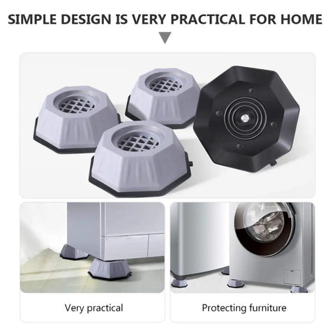 Four Pack Washing Machine Pads Anti Slip Feet For Vibration And Noise Reduction, durable gray furniture floor protectors.