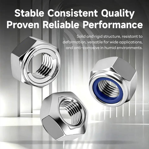 Premium Grade Top Shelf M18 2.5mm Hex Lock Nuts With Nylon Inserts 304 Stainless Steel Metric Fasteners 20 Piece, solid heavy-duty design