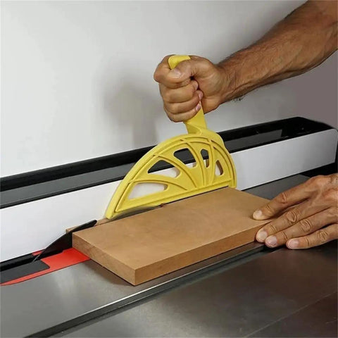 Man using Woodworking Push Block Set 2 In 1 Portable Anti Slip Push Stick For Table Saws And Routers ABS Plastic Durable Offset Handle