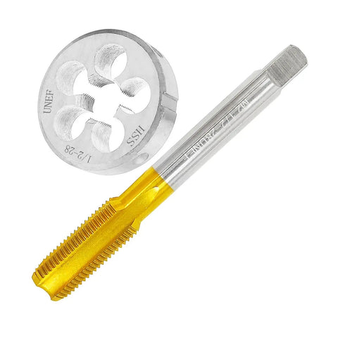 Top Notch Stainless Steel Tap And Die Set With Durable Coating For Machining, Metalworking, And Hand Use Includes Fine Thread Options Case Is Perfect For Pros And DIYers. 1/2-28 tap and die