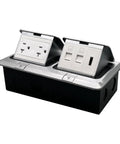 Pop Up Floor Outlet With 1 HDMI And 2 LAN Ports, 2 125V TR Receptacles, Stainless Steel, Duplex Cover, 2 Power Outlets