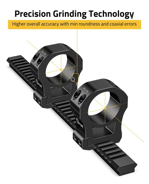 34mm Scope Rings High Profile Precision Mount For 20mm Rails See-Through Two-Piece Set Aluminum 6061-T6 CNC Machined