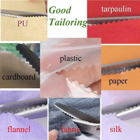 Green Pinking Shears With Comfort Grips For Zigzag Cutting Durable Sewing Scissors cutting various materials like PU and fabric