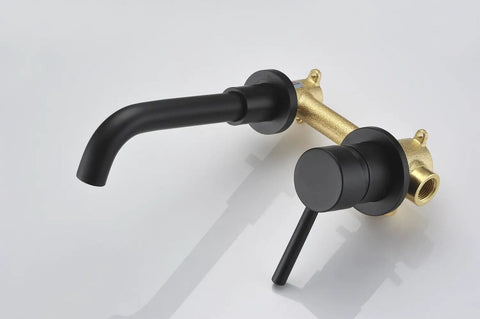 Wall Mount Bathroom Faucet Matte Black With RoughIn Valve Included Solid Brass Valve Body Corrosion And Tarnish Resistant Finish
