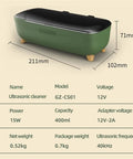 Compact 40khz Ultrasonic Cleaner For Jewelry And Personal Care Devices Straight Up Deep Cleansing Machine with 400ml capacity and 15W power.
