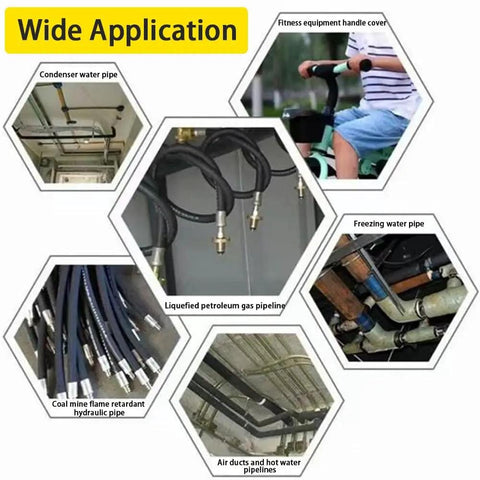 Pipe Insulation Foam Tube 3/8 Inch ID, 3/8 Inch Wall, 6 Feet Long Black EPDM Tubing used in various applications
