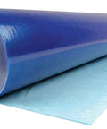 Hard Surface Protection Film 24 Inch By 200 Foot Floor Shield with self adhesive backing, blue roll, partial unroll shown
